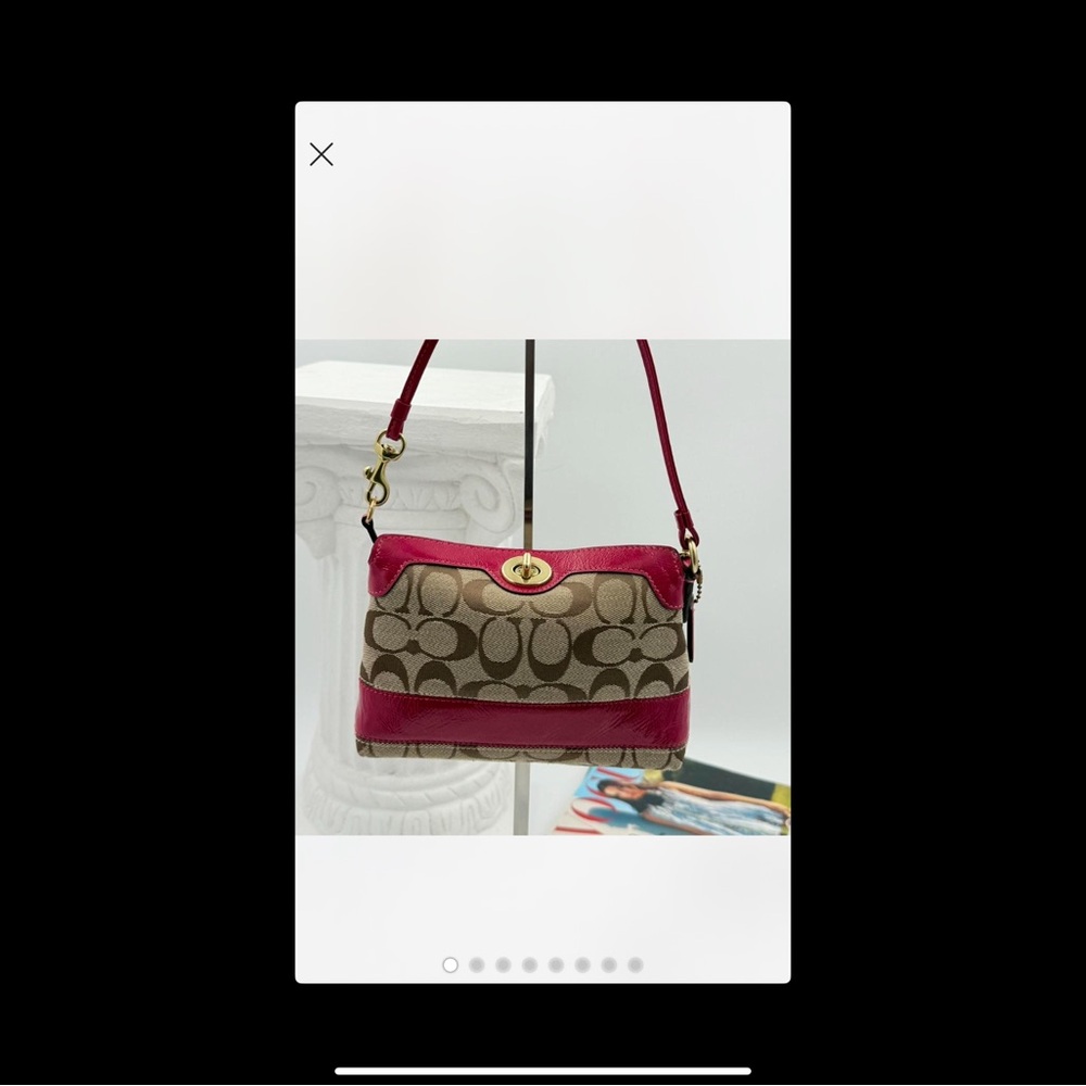 Coach Signature Mini Canvas and Fuchsia / Burgundy Vintage EUC - Picture 8 of 8